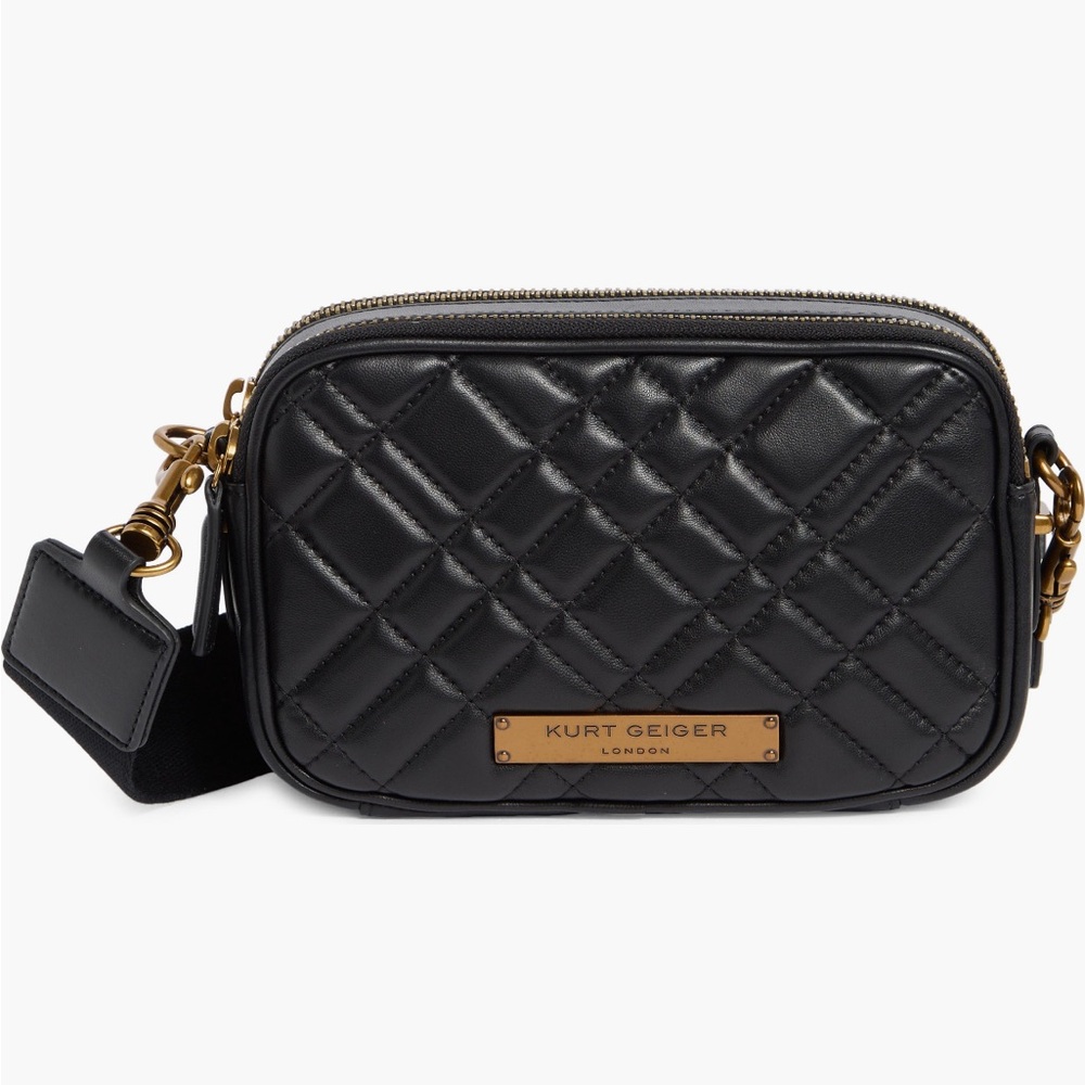 Kurt Geiger Black Quilted Crossbody Camera Bag